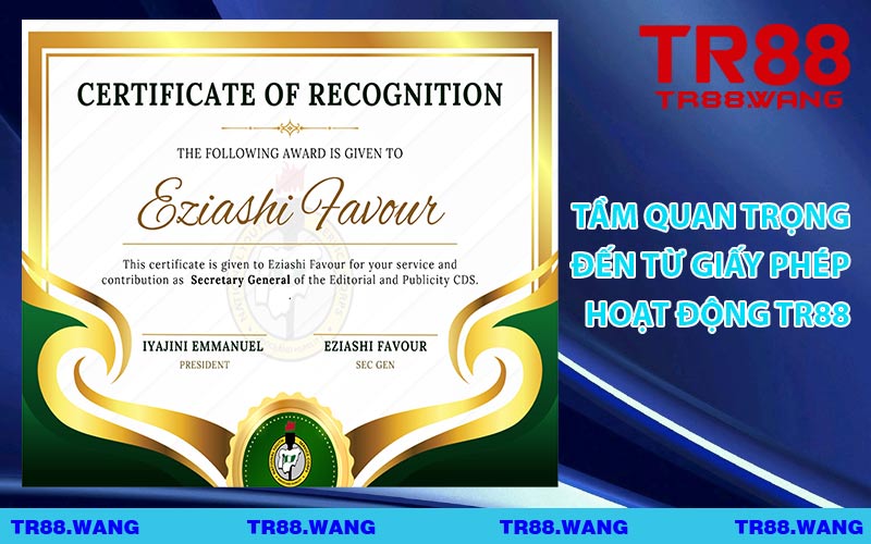 Tầm Quan Trọng Đến Từ Giấy Phép Hoạt Động TR88